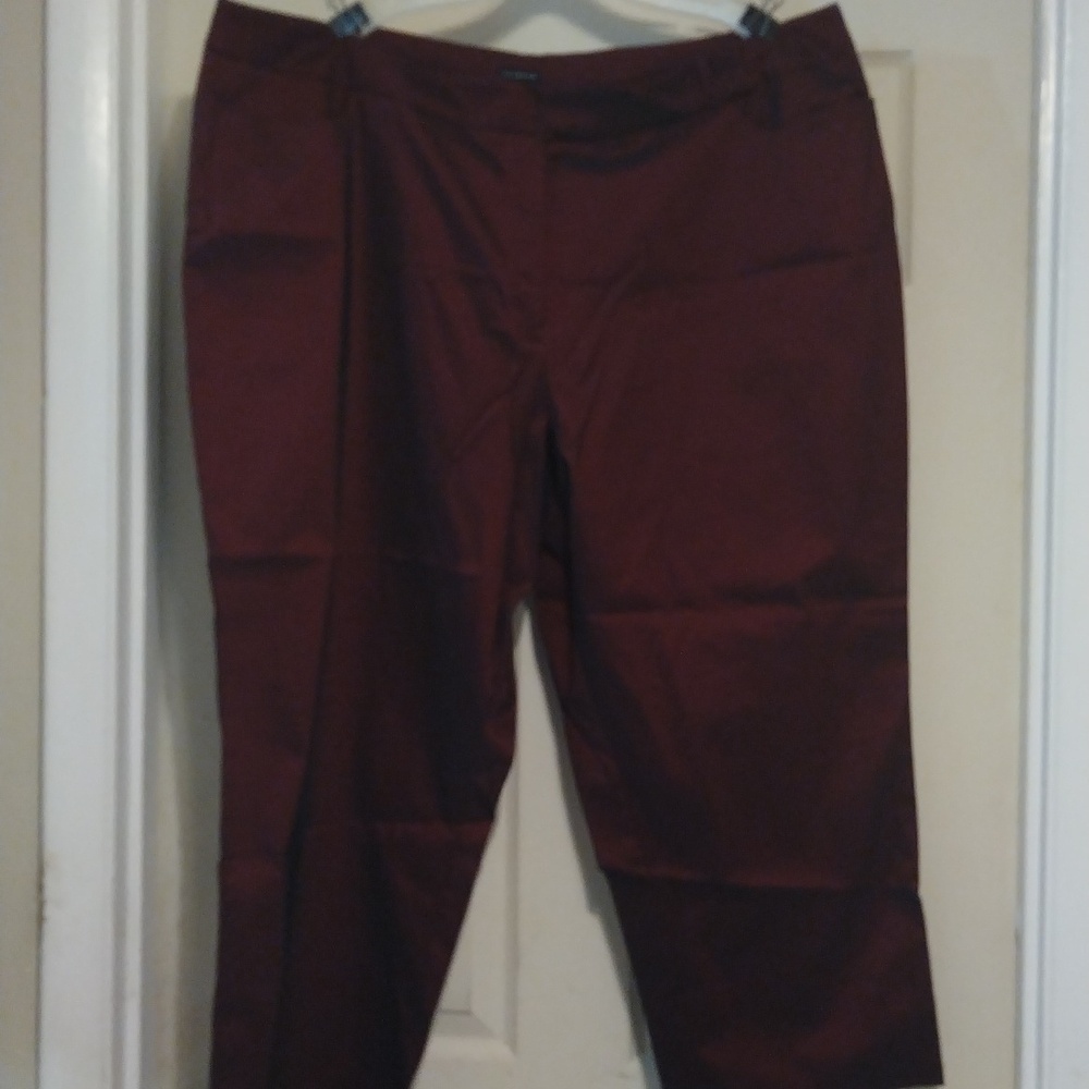 Lane Bryant Venezia jean co stretch burgundy iridescent dress pants size 26